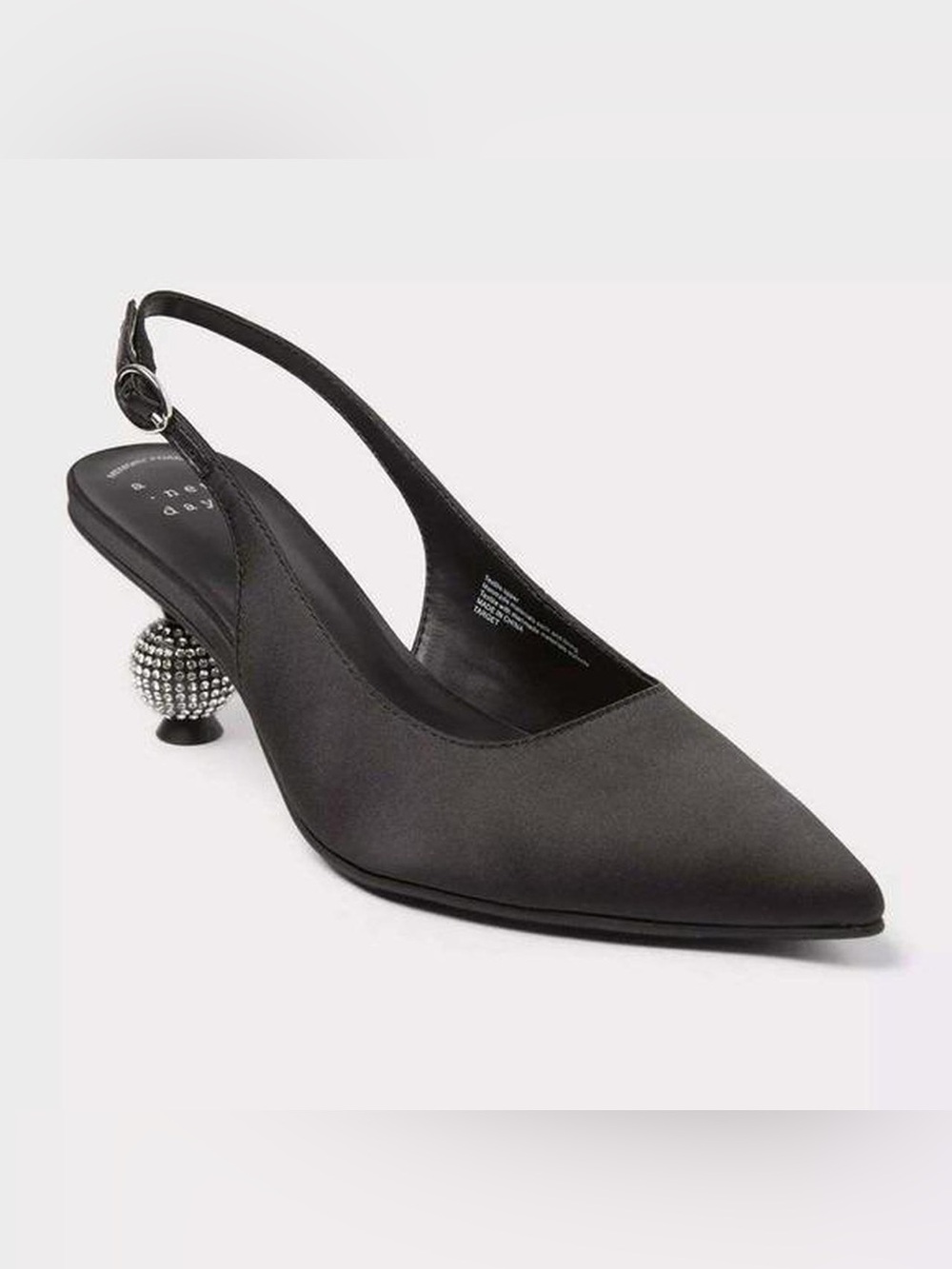 Women’s Simone Rhinestone Ball Heels - A New Day Black